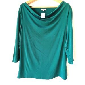long sleeves top in green cowl elegant comfy Blouses Green MAURICES L.